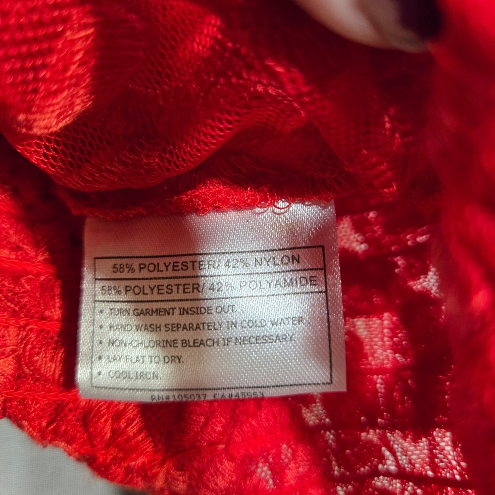 NWT Womens Whimsigoth Vampire Lace Size S Red Romantic Sheer Smocked Waist Top - Picture 3 of 8